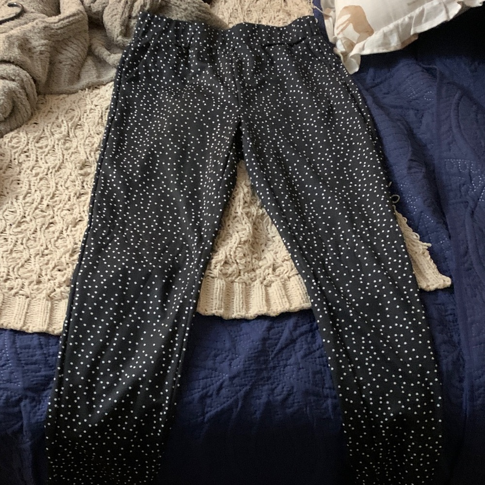 SHEIN Black and White Polka Dot Cropped Pants